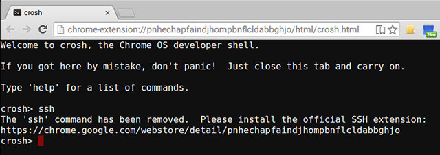 ChromeOS ssh no longer working